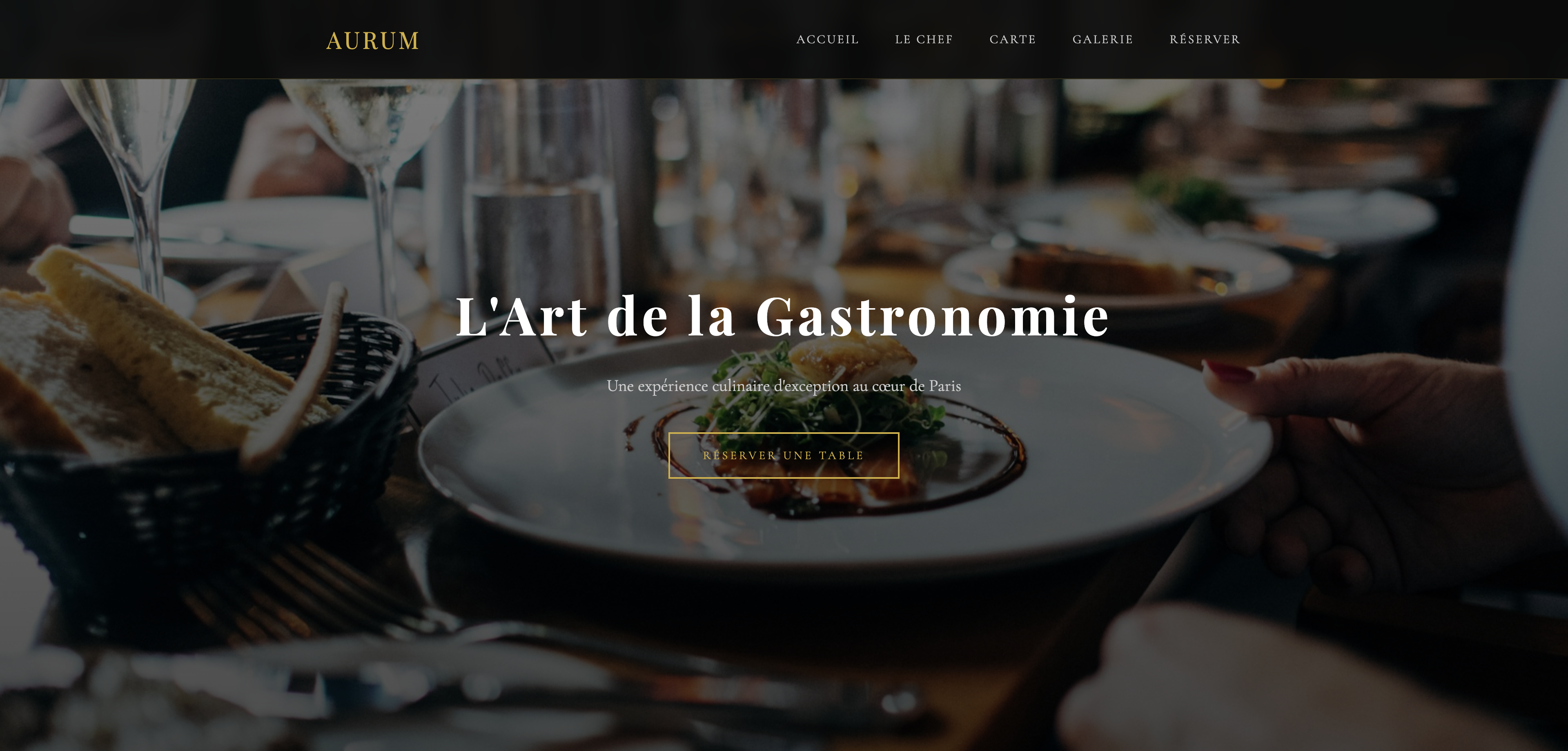 Site vitrine restaurant gastronomique Aurum - Création web pas cher